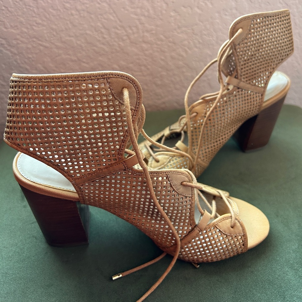 Aldo Tan Lace-Up Block Heels